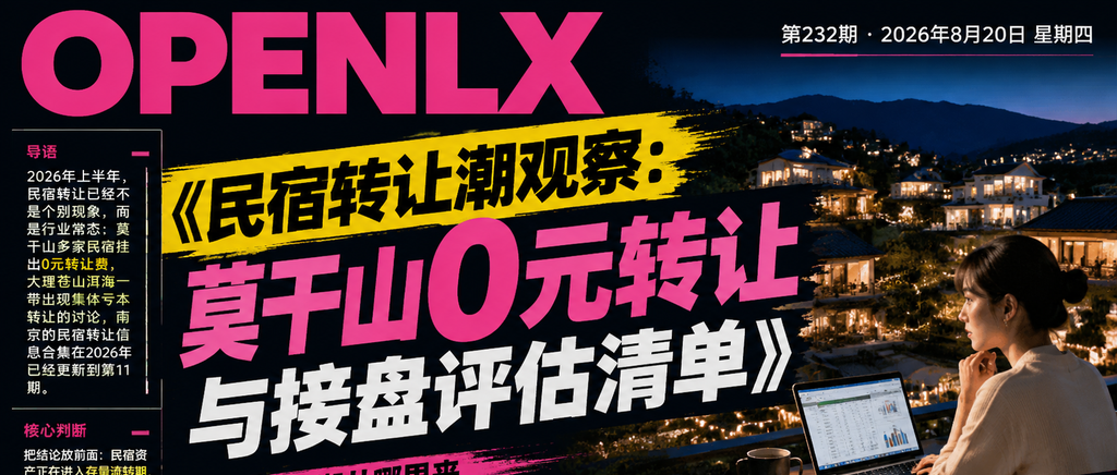 民宿转让潮观察：莫干山0元转让与接盘评估清单｜民宿转让、接盘评估