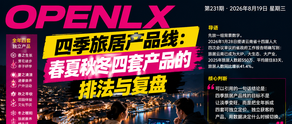 四季旅居产品线：春夏秋冬四套产品的排法与复盘｜四季旅居、旅居产品线